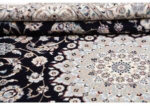 Tappeto Nain 6la Medaglione Floreale Blu Scuro Bianco Avorio 211x308 Cm