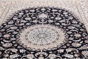 Tappeto Nain 6la Medaglione Floreale Nero Avorio 220x320 Cm