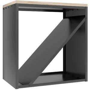 Outsunny Portalegna da Interno 2 in 1, Supporto per Legna Rialzato con Divisorio, Porta Legna per Interni per Caminetti, 58x36x60 cm, Nero | Aosom Italy