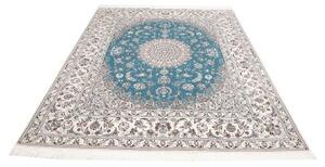 Tappeto Nain 6la Medaglione Floreale Azzurro Avorio 205x256 Cm