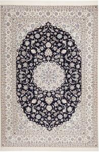 Tappeto Nain 6la Medaglione Floreale Blu Scuro Avorio 212x314 Cm
