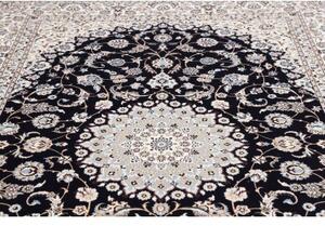 Tappeto Nain 6la Medaglione Floreale Blu Scuro Bianco Avorio 211x308 Cm