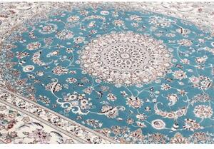 Tappeto Nain 6la Medaglione Floreale Azzurro Avorio 205x256 Cm