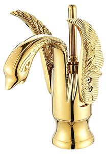 Miscelatore per lavabo, design elegante, costruzione robusta, color oro