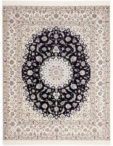 Tappeto Nain 6la Medaglione Floreale Blu Scuro Avorio 205x261 Cm