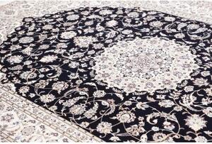 Tappeto Nain 6la Medaglione Floreale Blu Scuro Avorio 212x314 Cm