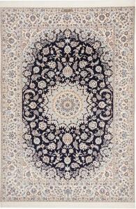 Tappeto Nain 6la Medaglione Floreale Blu Scuro Avorio 170x250 Cm