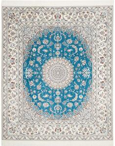 Tappeto Nain 6la Medaglione Floreale Azzurro Avorio 205x256 Cm