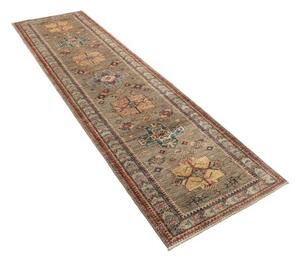 Tappeto Kazak Fine Geometrico Tortora Blu Corsia 79x295 Cm