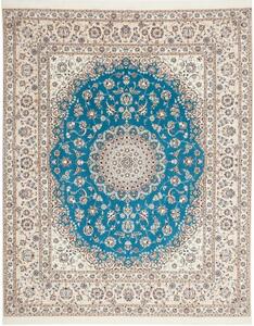 Tappeto Nain 6la Medaglione Floreale Blu Pavone Avorio 207x250 Cm