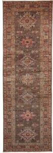 Tappeto Kazak Fine Medaglione Marrone Beige Corsia 85x256 Cm