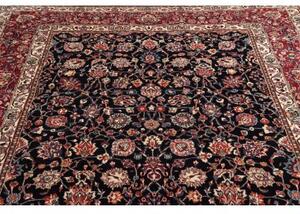 Tappeto Mashad Fine Floreale Blu Scuro Rosso 194x277 Cm