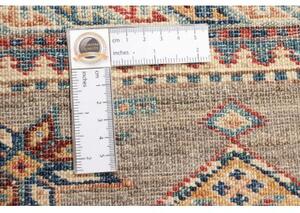 Tappeto Kazak Fine Geometrico Tortora Blu Corsia 79x295 Cm