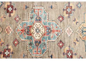 Tappeto Kazak Fine Geometrico Tortora Blu Corsia 79x295 Cm