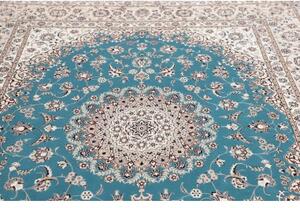Tappeto Nain 6la Medaglione Floreale Azzurro Avorio 207x260 Cm