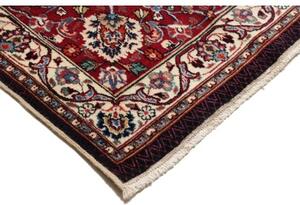 Tappeto Mashad Fine Floreale Blu Scuro Rosso Cremisi 200x273 Cm