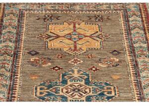 Tappeto Kazak Fine Geometrico Tortora Blu Corsia 79x295 Cm