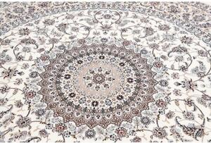 Tappeto Nain 6la Medaglione Floreale Avorio Blu Rotondo 250x250 Cm
