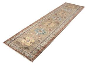 Tappeto Kazak Fine Geometrico Tortora Blu Corsia 79x295 Cm