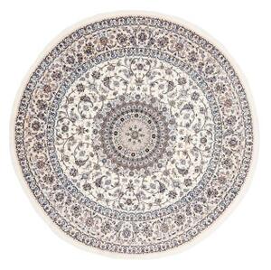 Tappeto Nain 6la Medaglione Floreale Avorio Blu Rotondo 250x250 Cm