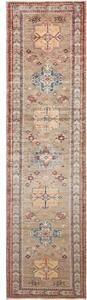 Tappeto Kazak Fine Geometrico Tortora Blu Corsia 79x295 Cm