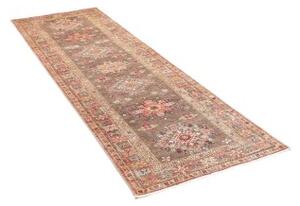 Tappeto Kazak Fine Stilizzato Marrone Tortora Rosso Corallo Corsia 85x257 Cm