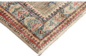 Tappeto Kazak Fine Geometrico Tortora Blu Corsia 79x295 Cm