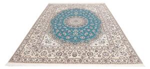 Tappeto Nain 6la Medaglione Floreale Blu Pavone Avorio 207x250 Cm