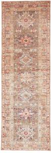 Tappeto Kazak Fine Stilizzato Marrone Tortora Rosso Corallo Corsia 85x257 Cm