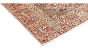 Tappeto Kazak Fine Stilizzato Marrone Tortora Rosso Corallo Corsia 85x257 Cm