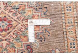 Tappeto Kazak Fine Stilizzato Marrone Tortora Rosso Corallo Corsia 85x257 Cm