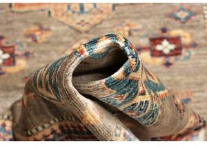 Tappeto Kazak Fine Geometrico Tortora Blu Corsia 79x295 Cm