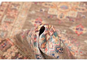 Tappeto Kazak Fine Stilizzato Marrone Tortora Rosso Corallo Corsia 85x257 Cm