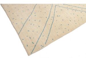 Tappeto Berbero Geometrico Avorio Azzurro 204x298 Cm