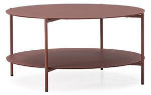 Tavolino da salotto rotondo color terracotta con piano in vetro ø 83 cm Davi – MOME