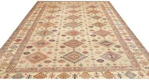 Tappeto Kazak Fine Geometrico Avorio Multicolore 277x370 Cm