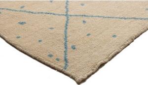 Tappeto Berbero Geometrico Avorio Azzurro 204x298 Cm