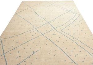 Tappeto Berbero Geometrico Avorio Azzurro 204x298 Cm