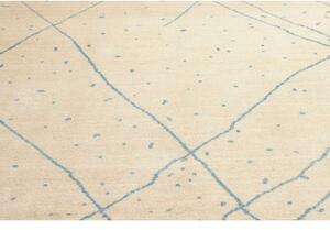Tappeto Berbero Geometrico Avorio Azzurro 204x298 Cm