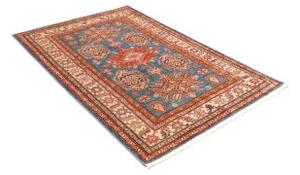Tappeto Kazak Fine Stilizzato Blu Rosso 118x178 Cm