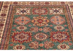 Tappeto Kazak Fine Geometrico Verde Petrolio Avorio 148x202 Cm