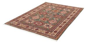 Tappeto Kazak Fine Geometrico Verde Petrolio Avorio 148x202 Cm