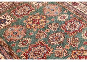 Tappeto Kazak Fine Geometrico Verde Petrolio Avorio 148x202 Cm