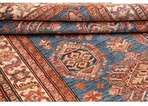 Tappeto Kazak Fine Stilizzato Blu Rosso 118x178 Cm