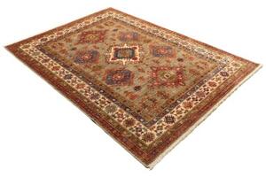 Tappeto Kazak Fine Stilizzato Beige Rosso 145x203 Cm