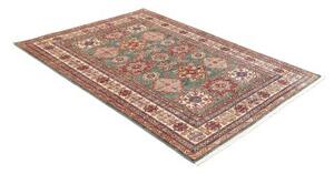 Tappeto Kazak Fine Geometrico Verde Petrolio Avorio 148x202 Cm