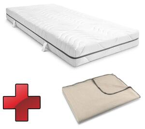 Materasso viscoelastico a 7 zone, modello Sleezzz Smart, dimensioni 80 x 200 cm, altezza 18 cm, livello di rigidità H3, con schiuma Air Memory. Inclusa coperta morbida Sleezzz® Smart, dimensioni 150 x 200 cm