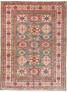 Tappeto Kazak Fine Geometrico Verde Petrolio Avorio 148x202 Cm