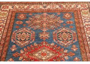Tappeto Kazak Fine Stilizzato Blu Rosso 118x178 Cm