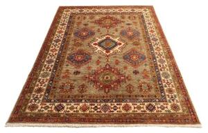 Tappeto Kazak Fine Stilizzato Beige Rosso 145x203 Cm